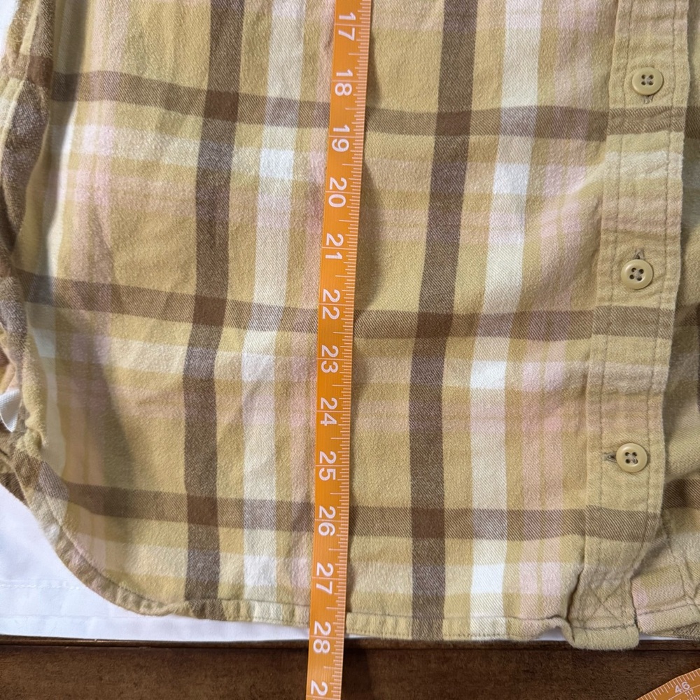 REI Coop Yellow Brown Plaid Wallace Lake Flannel Shirt Women Size XL Cotton - Picture 4 of 6